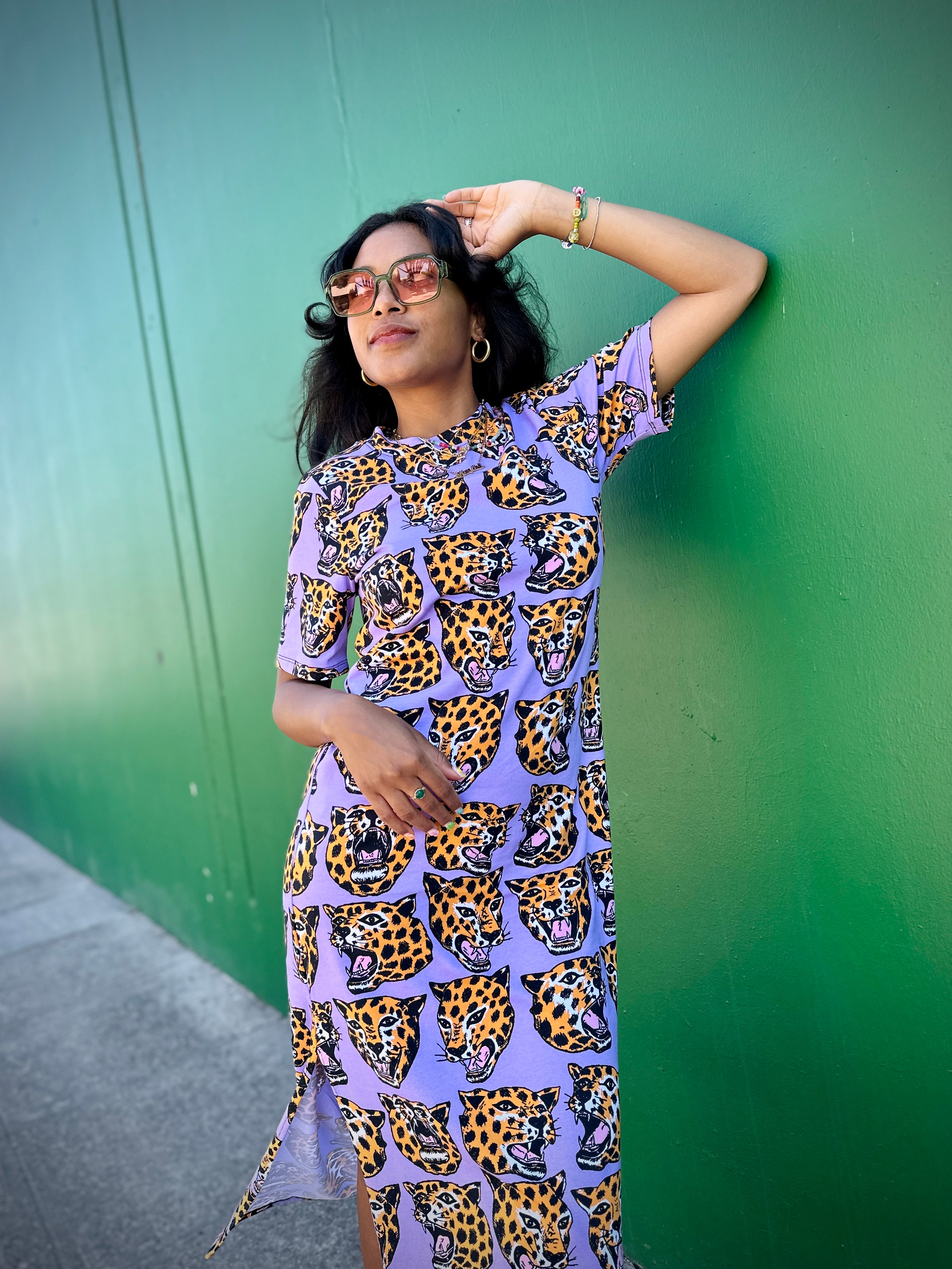 Jersey Maxi Dress Cheetah head