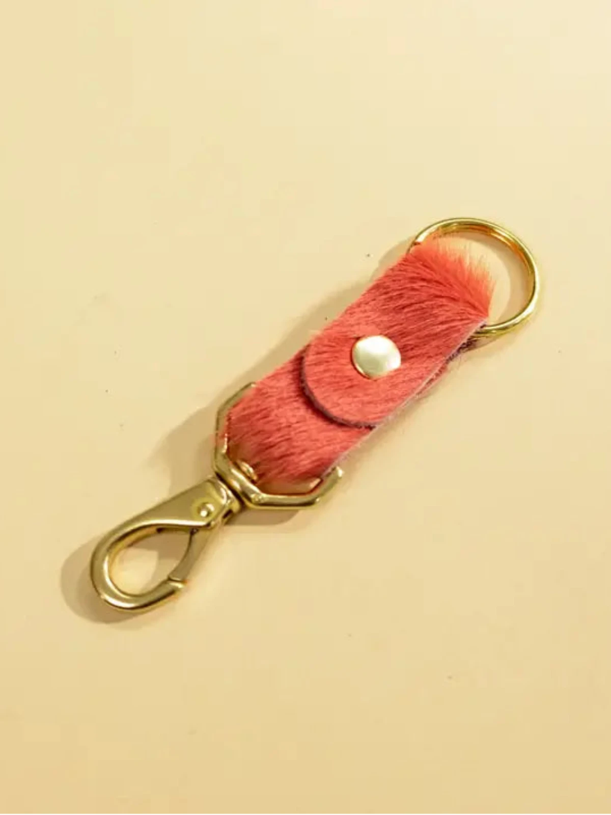 Hair on Hide Keychain - Salmon