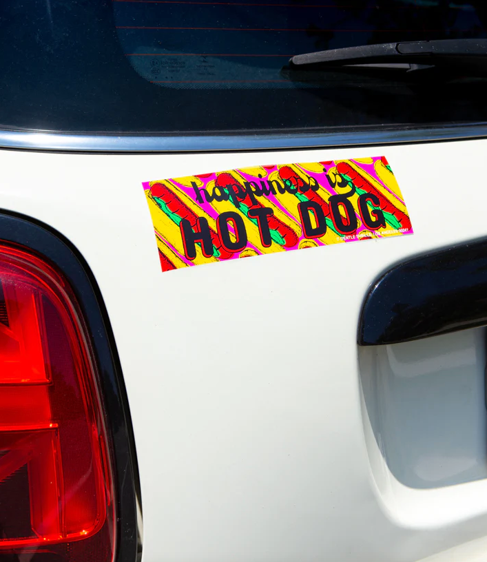 Happiness is Hot Dog Bumper Sticker