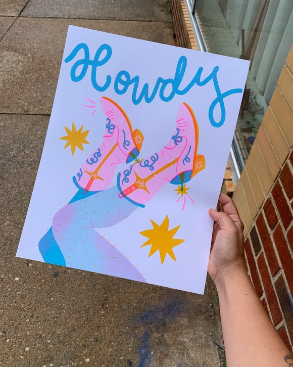 Howdy Risograph Art Print