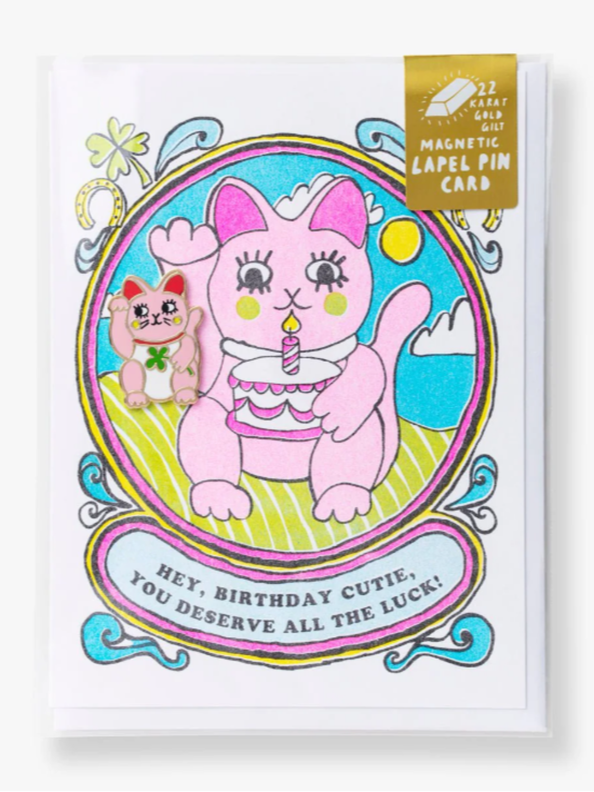 Cutie Lucky Birthday Lapel Pin Card