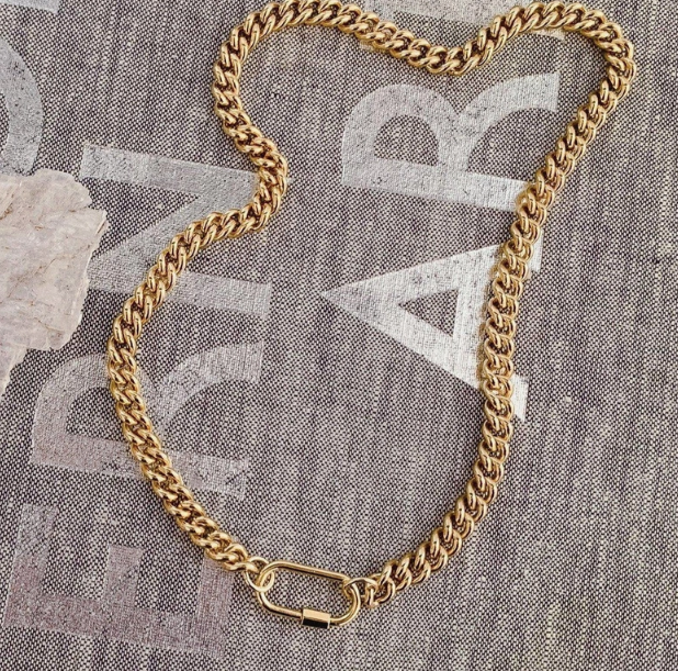 Carabiner Chunky Gold Chain Necklace