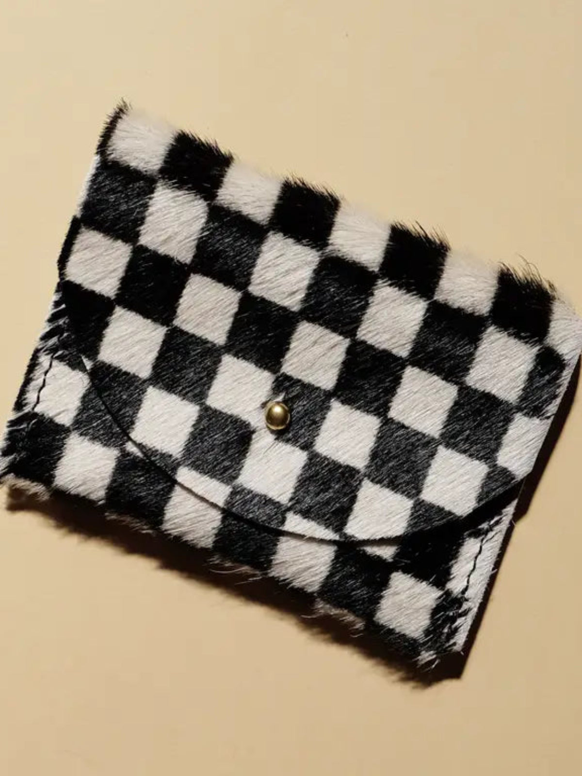 Cardholder - Checkered Hair On Hide