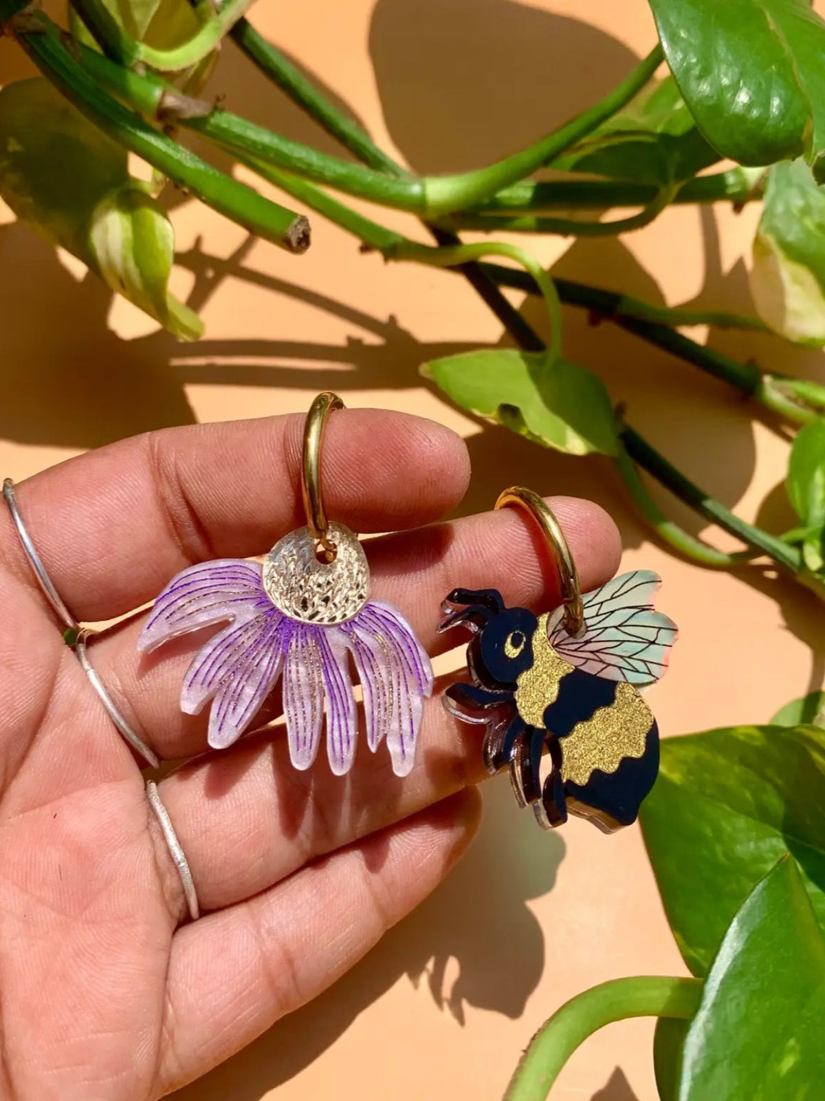 Bee and Flower Earrings