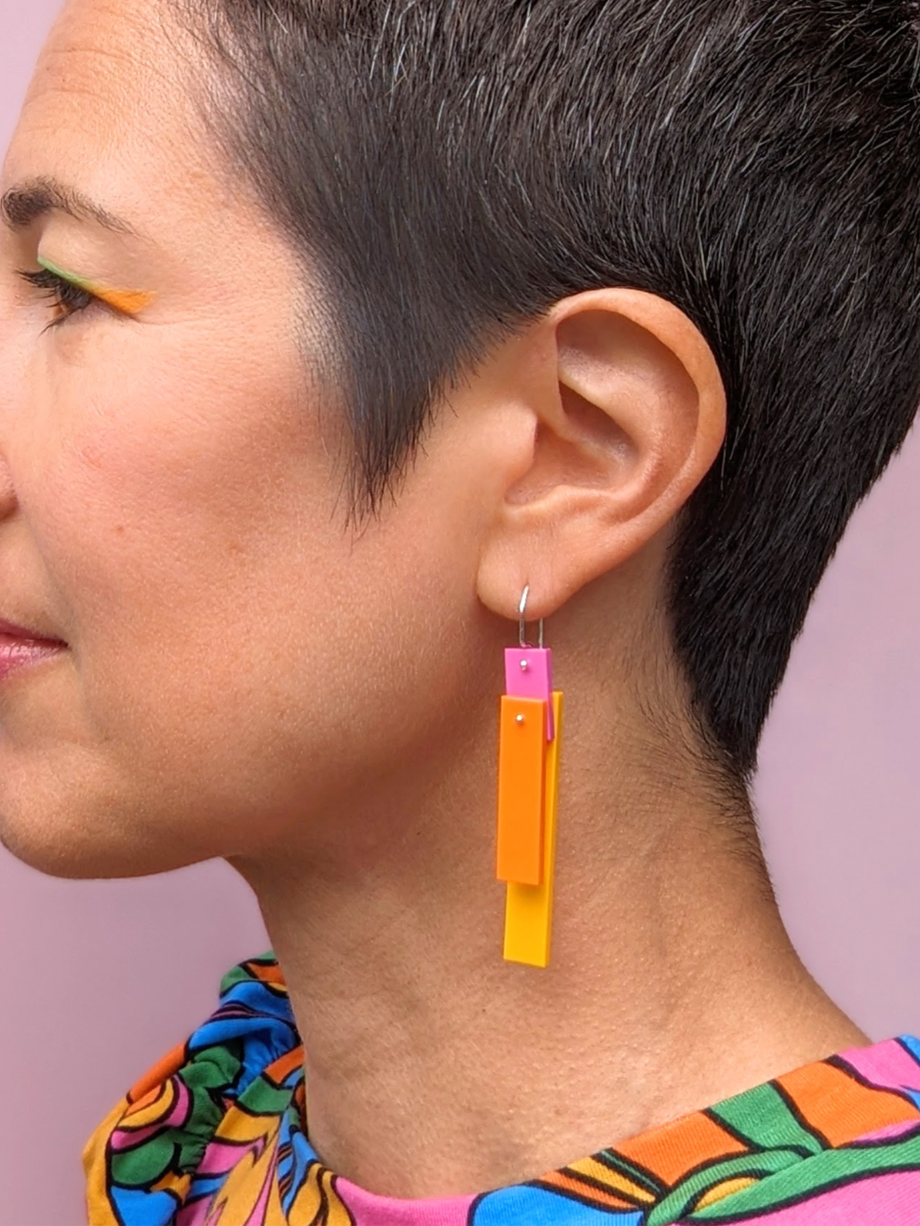 Tile Earrings - Papaya