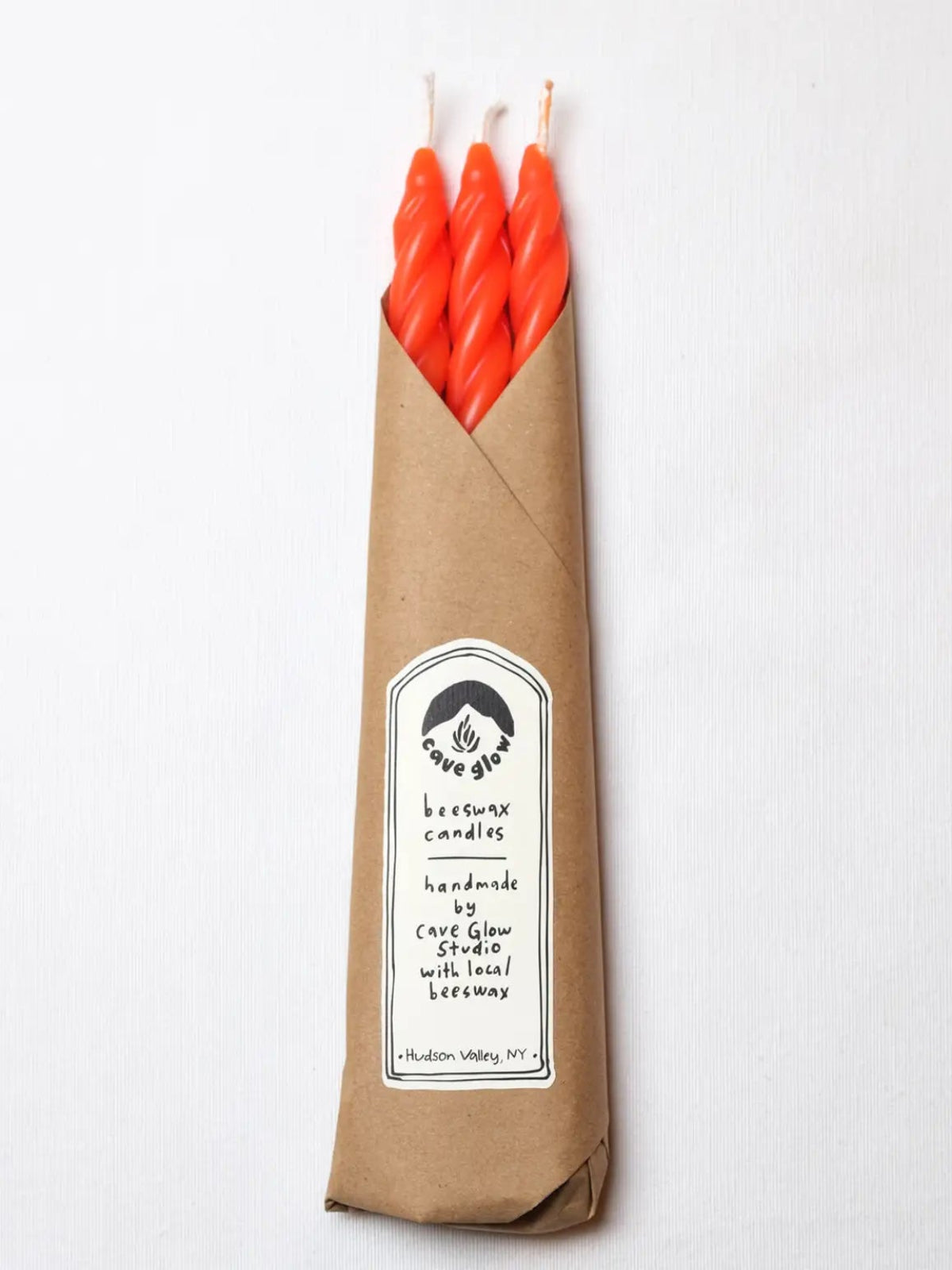 Spiral Beeswax Candles - Bright Orange