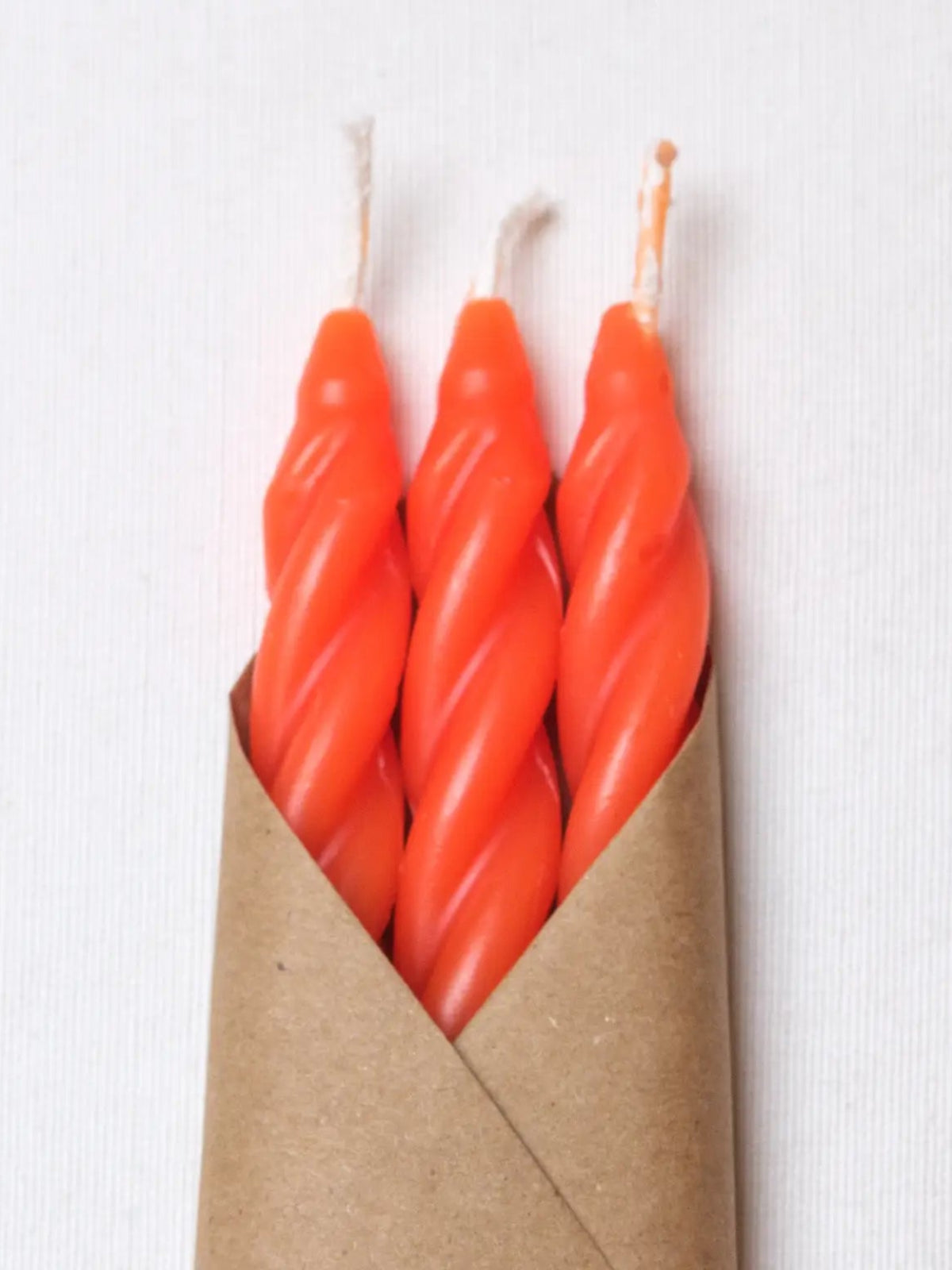 Spiral Beeswax Candles - Bright Orange