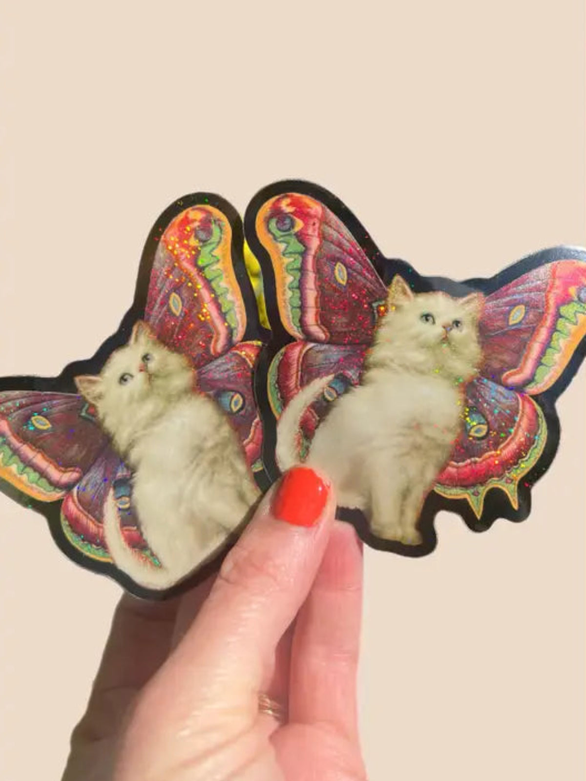 Cat Butterfly Glitter Sticker