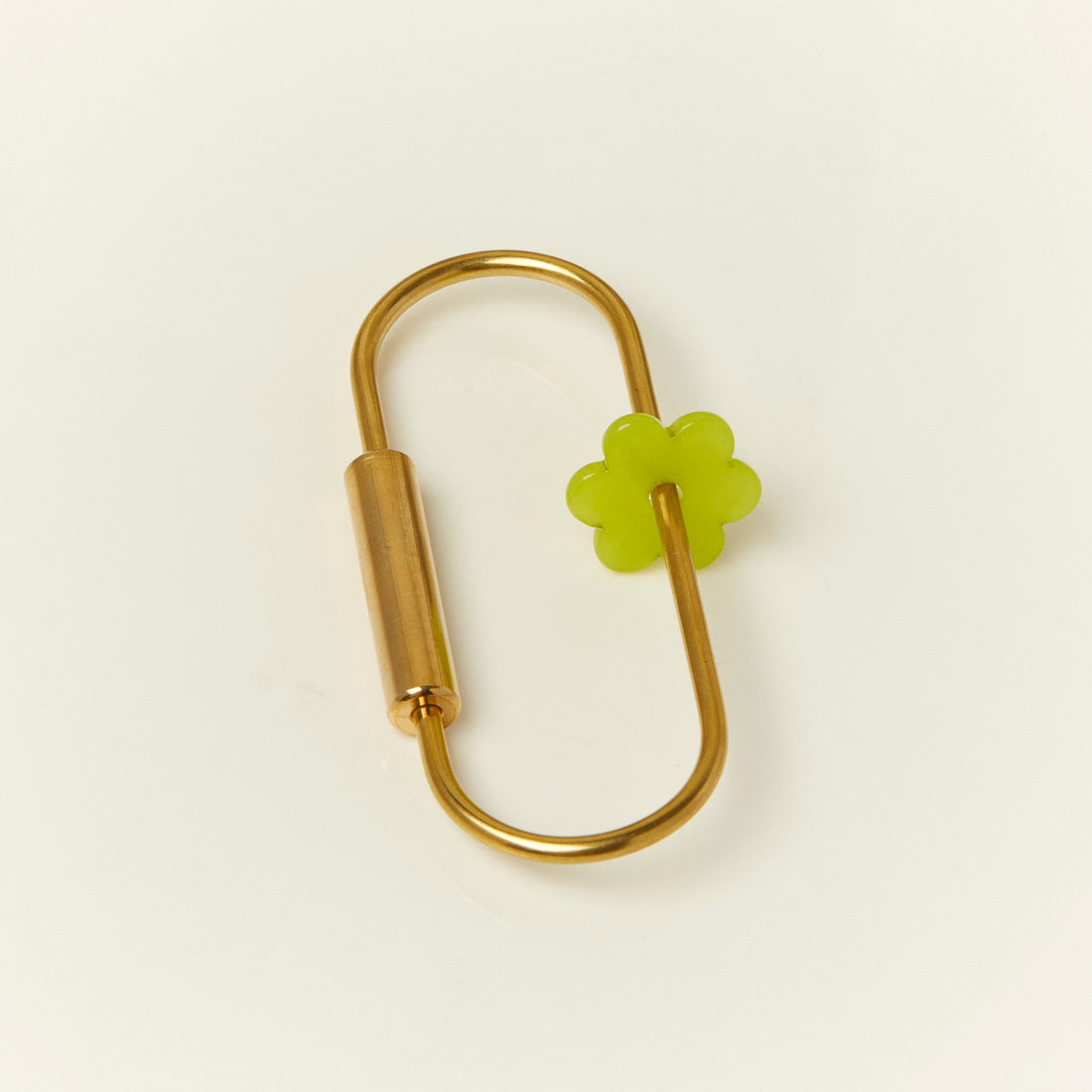 Brass Key Ring with Lime Daisy