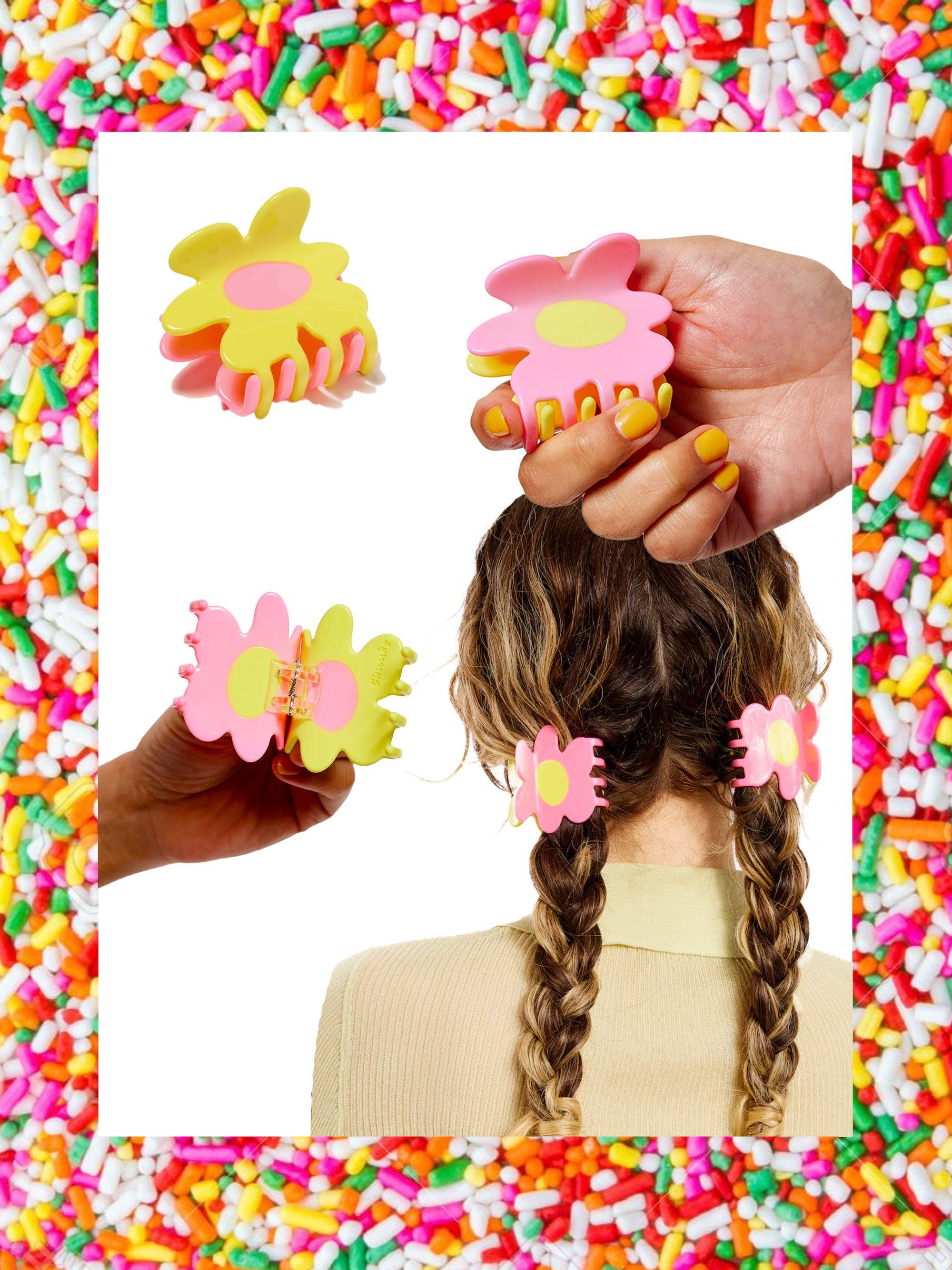 Flower Claw - Yellow & Pink