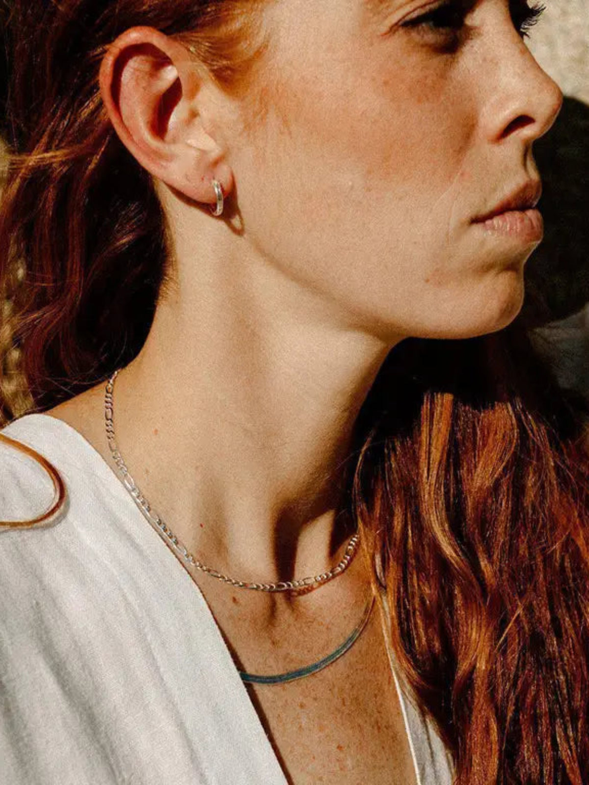 16" Thin Figaro Chain Necklace - Silver