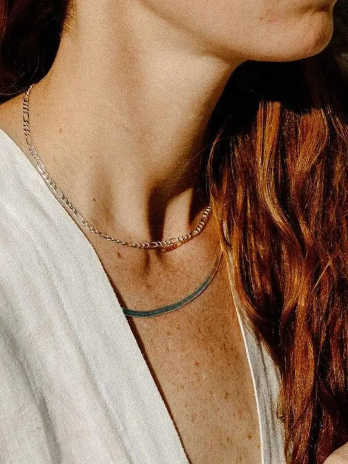 16" Slinky Flat Herringbone Necklace - Silver