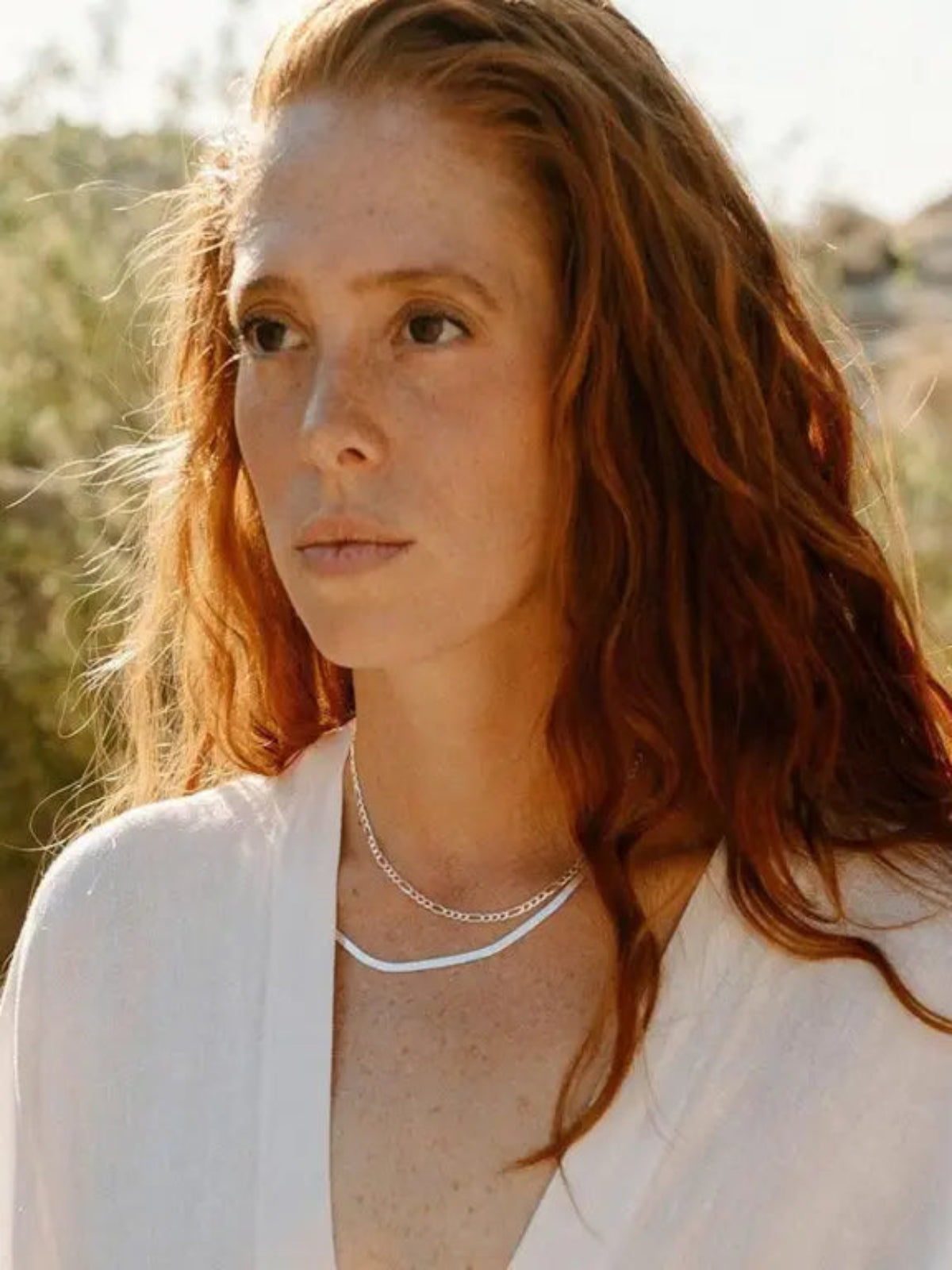 20" Slinky Flat Herringbone Necklace - Silver