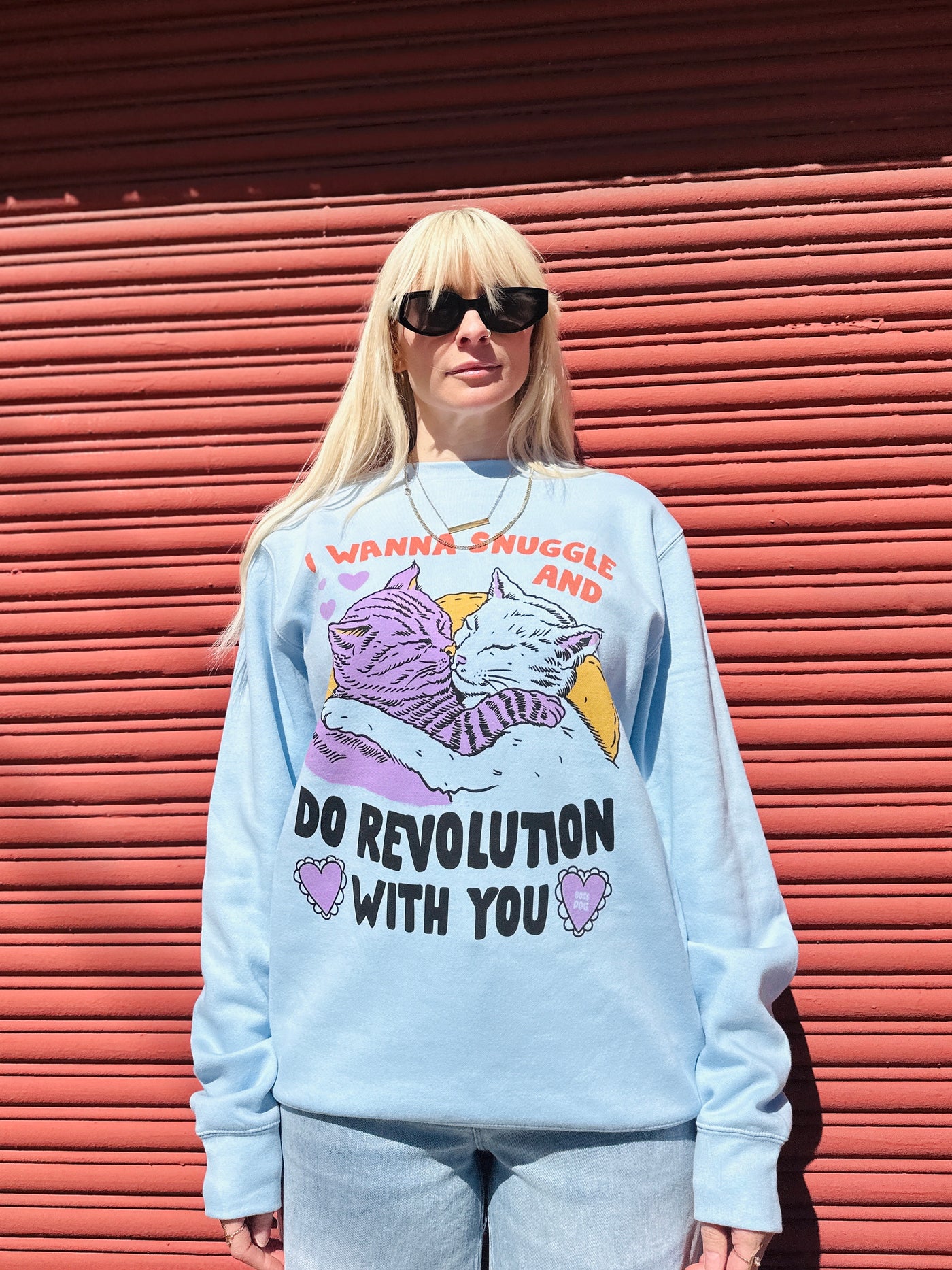 Boss Dog Snuggle and do Revolution sweatshirt
