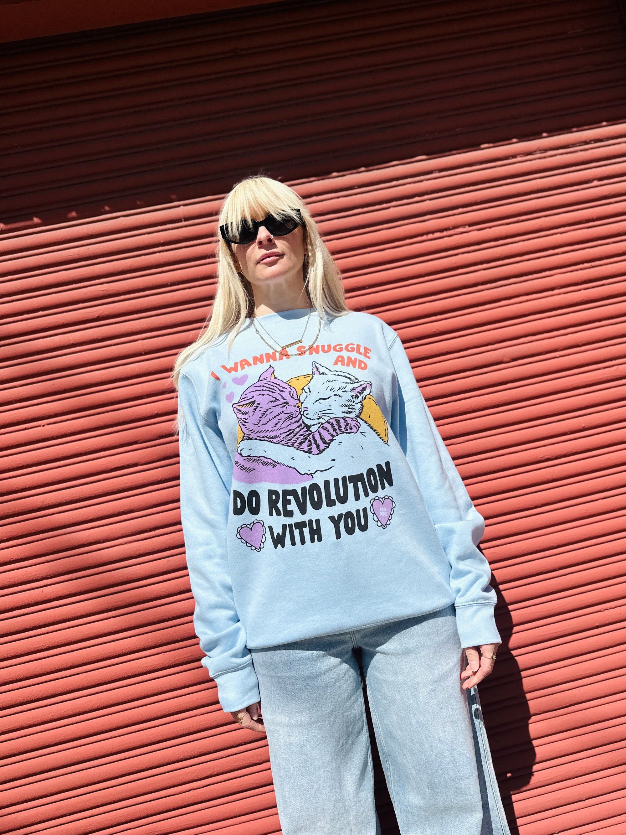 Boss Dog Snuggle and do Revolution sweatshirt
