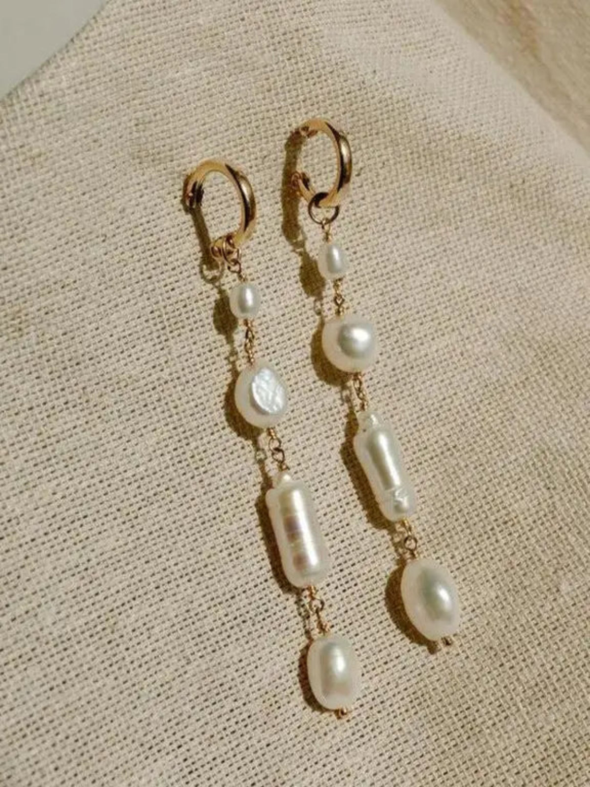 Pearl Drop Hoop Earrings