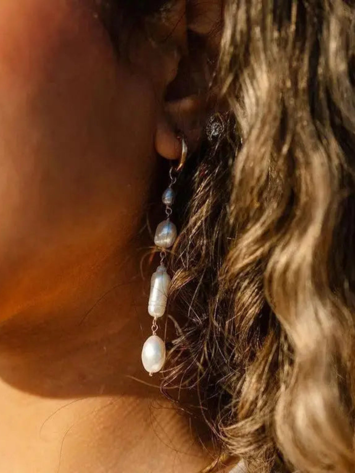 Pearl Drop Hoop Earrings