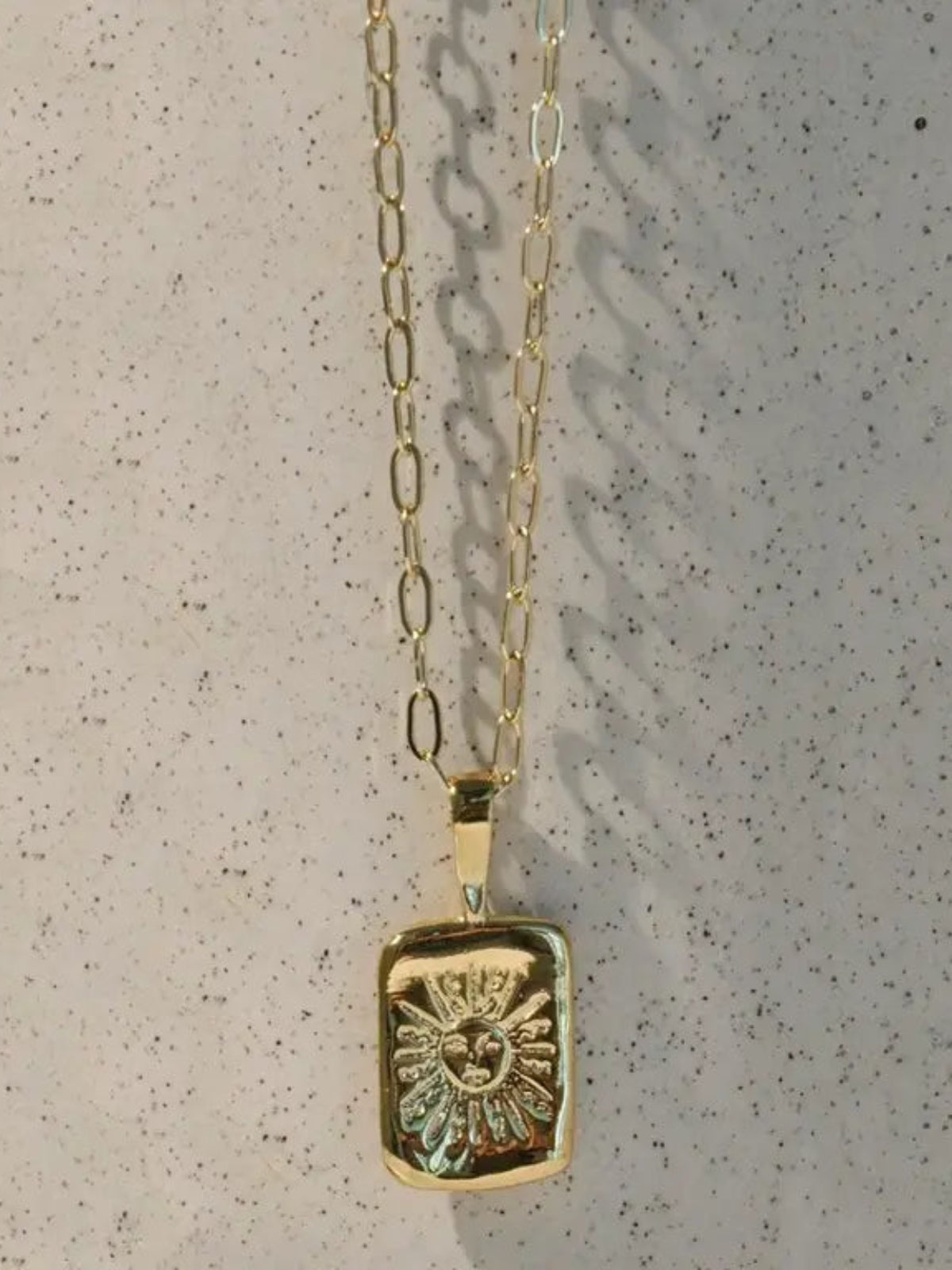 Sun Tarot Card Pendant Necklace - Gold Plated