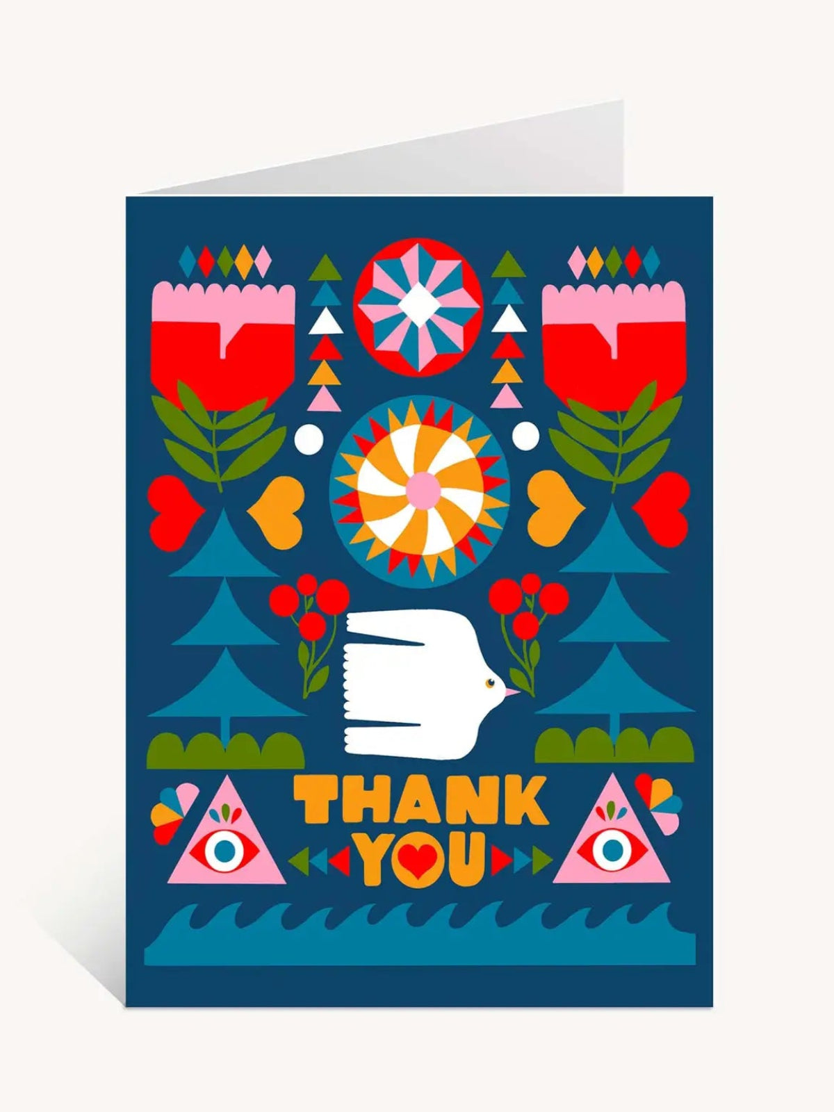 Folk Flowers Thank You Card