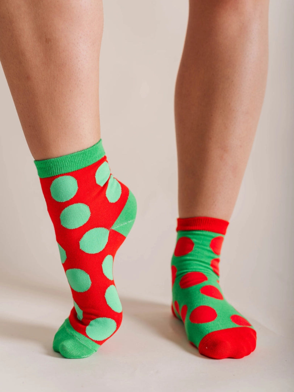 Cotton Ankle Socks - Holiday Christmas Dot