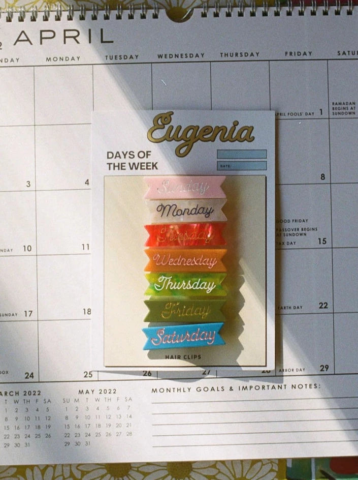 Eugenia Days of the Week Hair Clip Pack