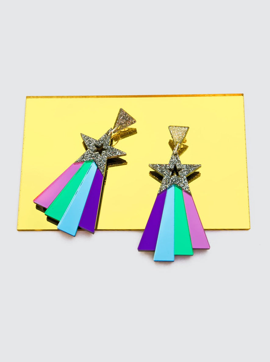 Stained Glass Superstar Earrings By Sarah Stieber