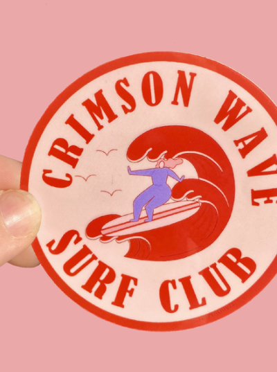 Crimson Wave Surf Club Sticker