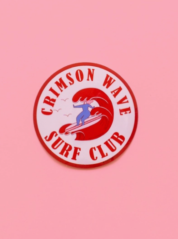 Crimson Wave Surf Club Sticker