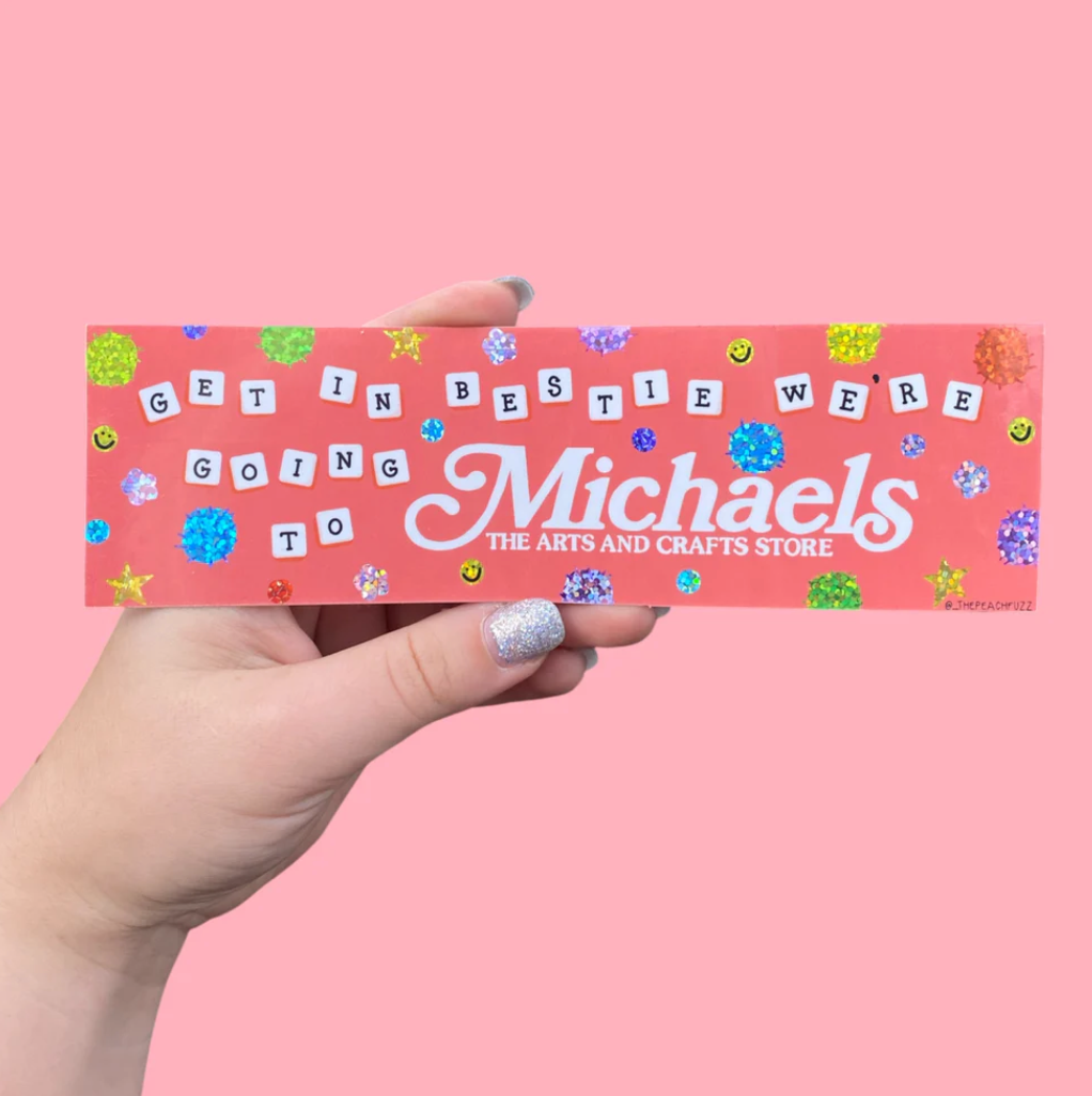 Michaels Run Bestie Glitter Sticker