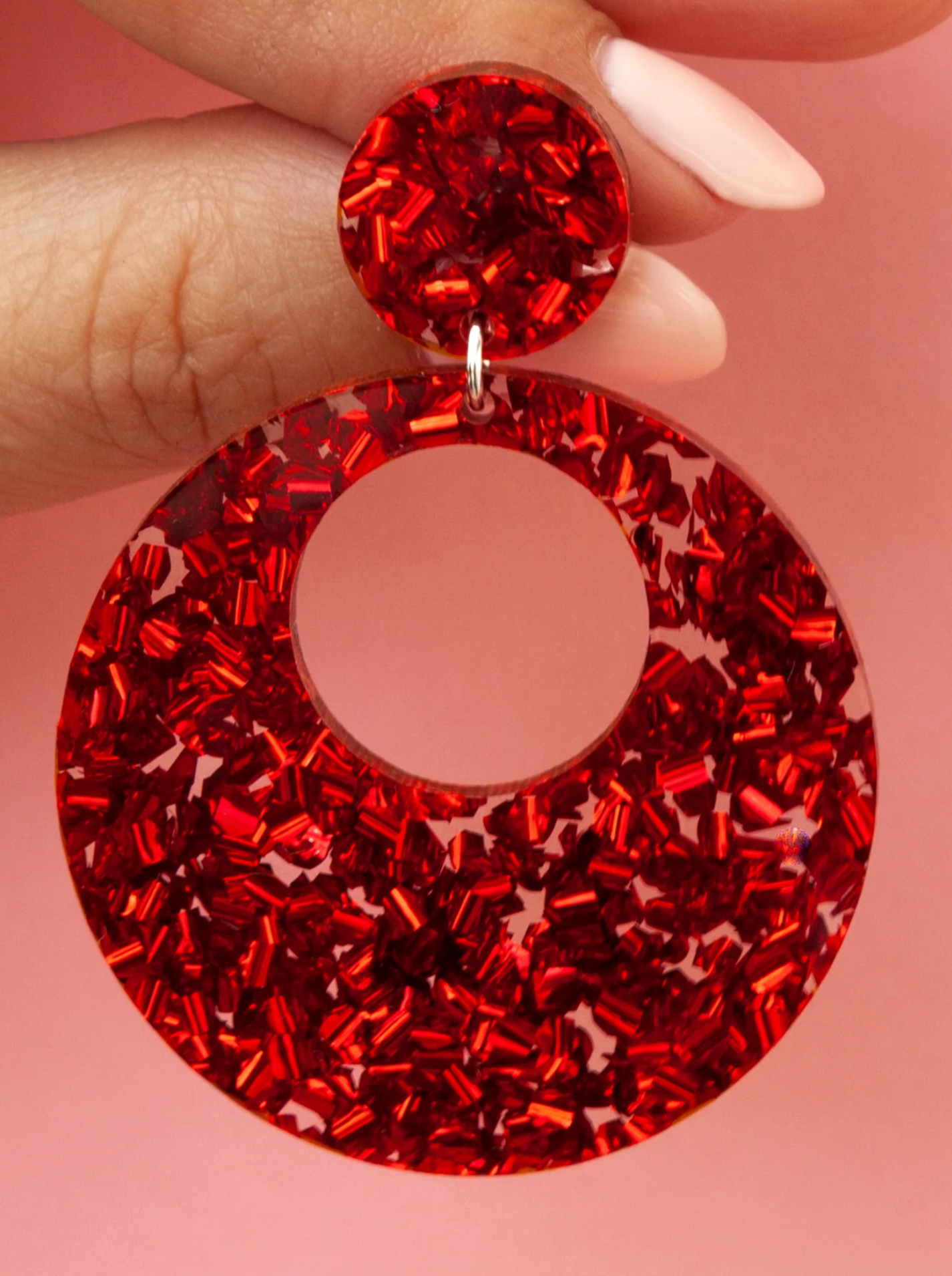 Eclipse Chunky Glitter Earrings - Red