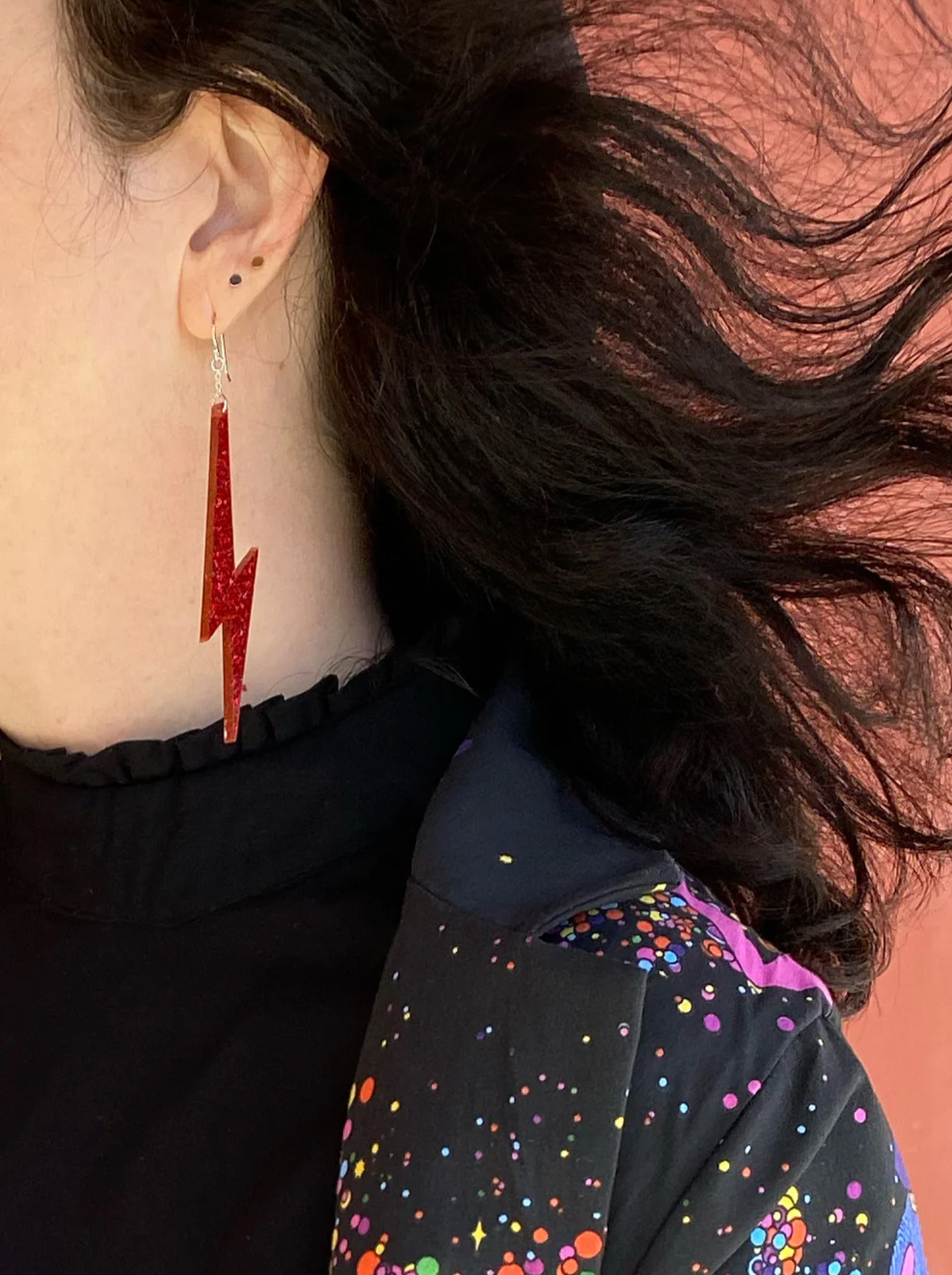 Bowie Bolt Earrings - Red