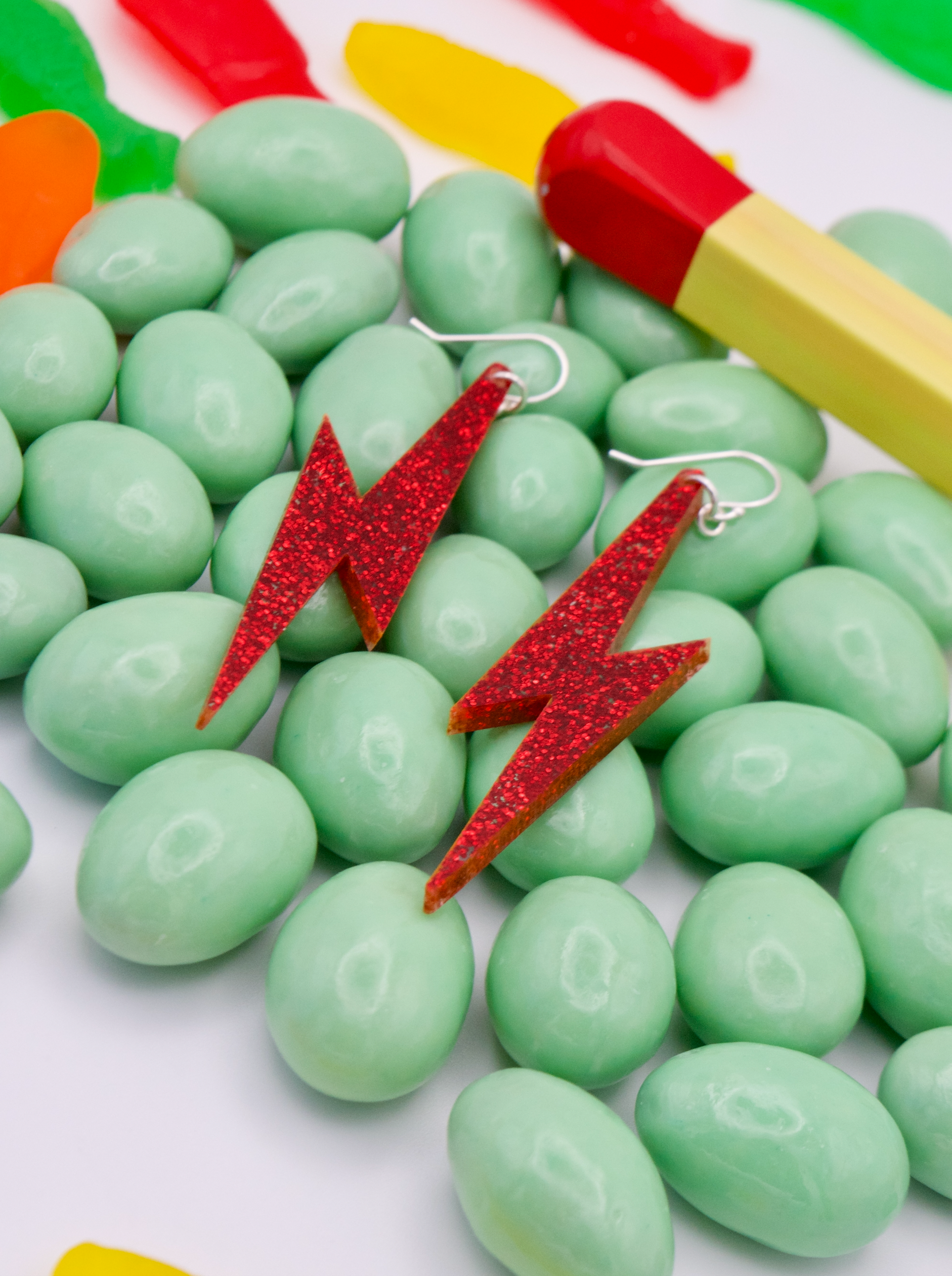 Bowie Bolt Earrings - Red