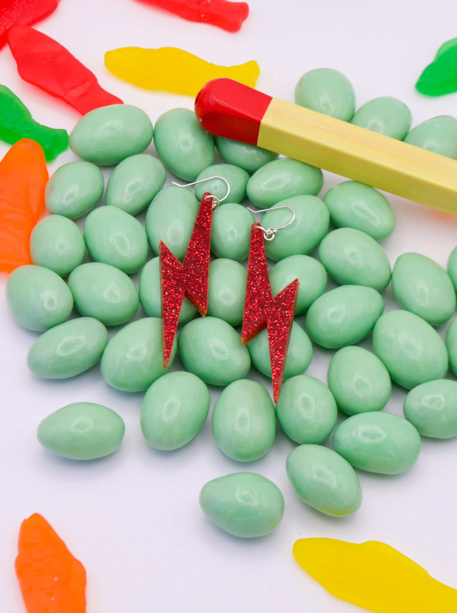 Bowie Bolt Earrings - Red