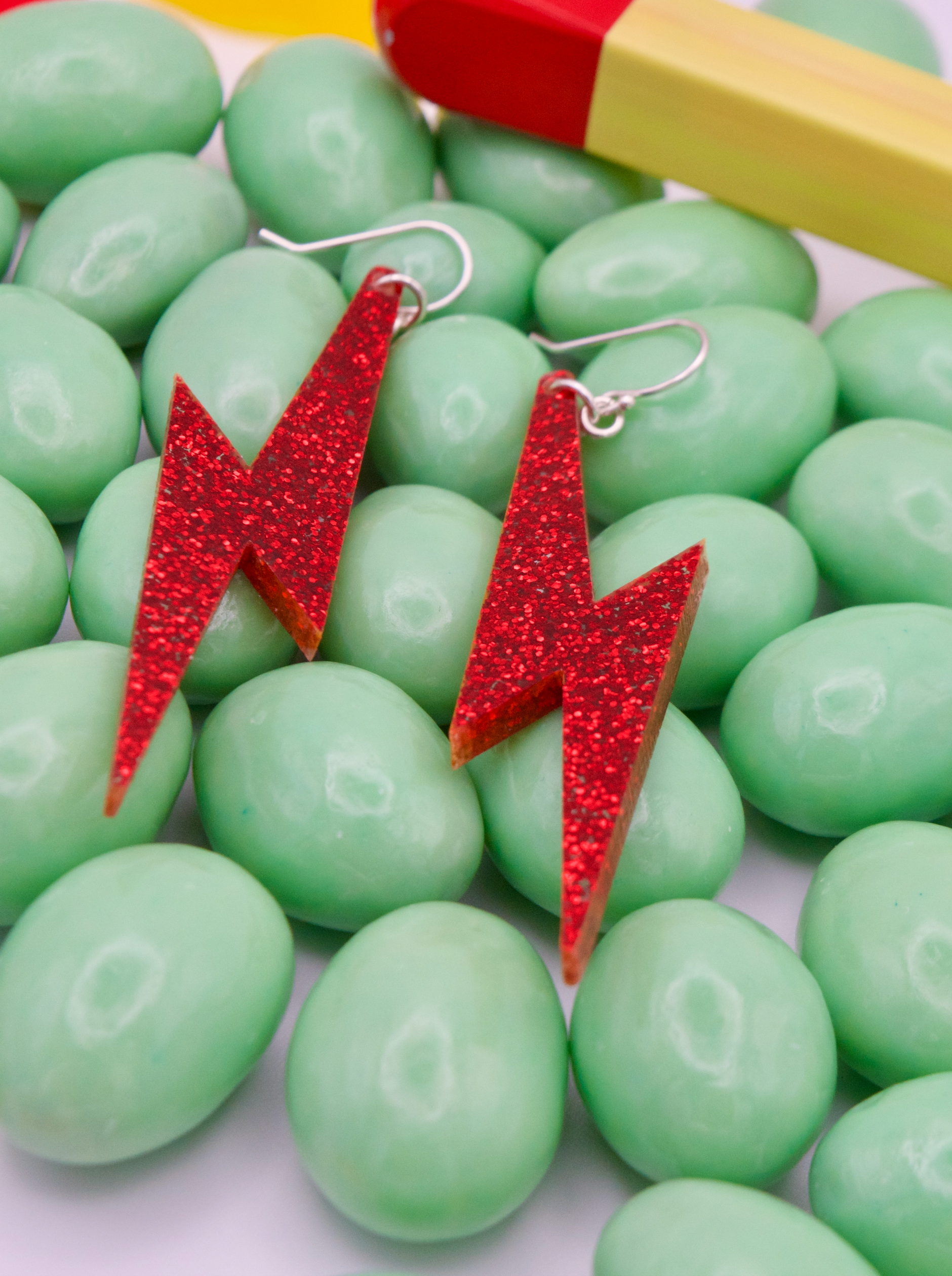 Bowie Bolt Earrings - Red