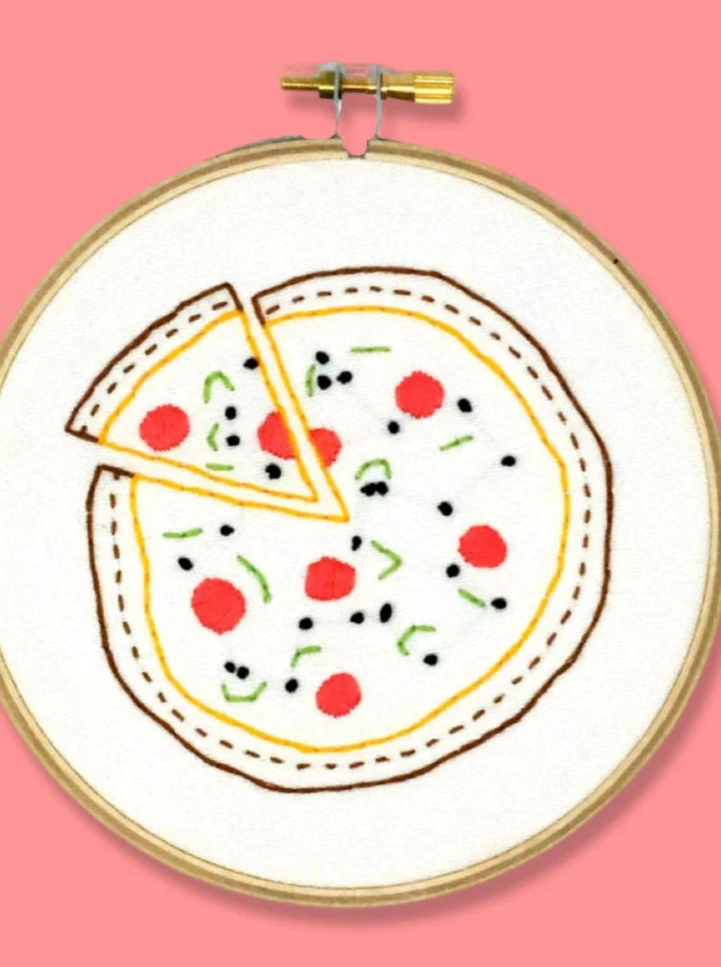 Jenny Lemons Pizza Party Embroidery Kit